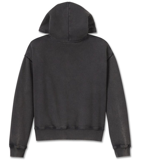New Harley Davidson® Authentic Women's Hoodie Oversized Washed Bar & Shield Black