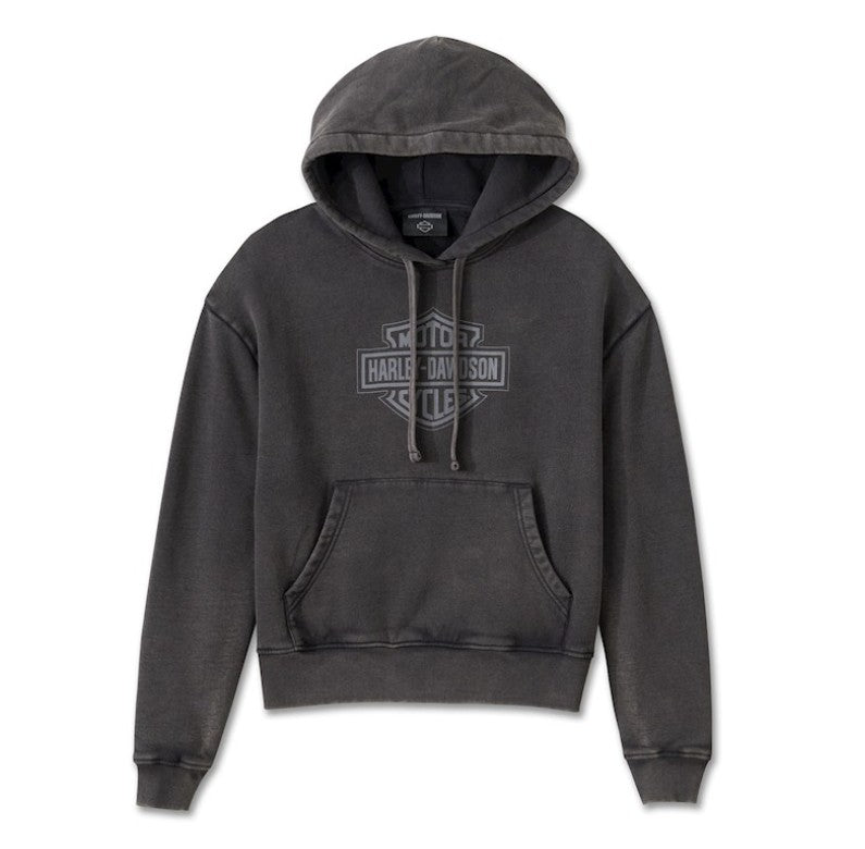 New Harley Davidson® Authentic Women's Hoodie Oversized Washed Bar & Shield Black