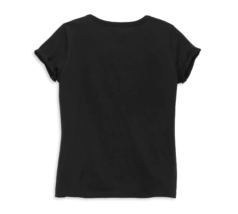New Harley-Davidson® Authentic Women's Bar & Shield Cuffed Sleeve Graphic Tee- Black Beauty