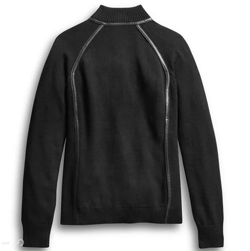 New Harley-Davidson® Authentic Embroidered Ski Sweater 1/4 Zip Black