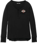 New Harley-Davidson® Authentic Henley-Knit- Black
