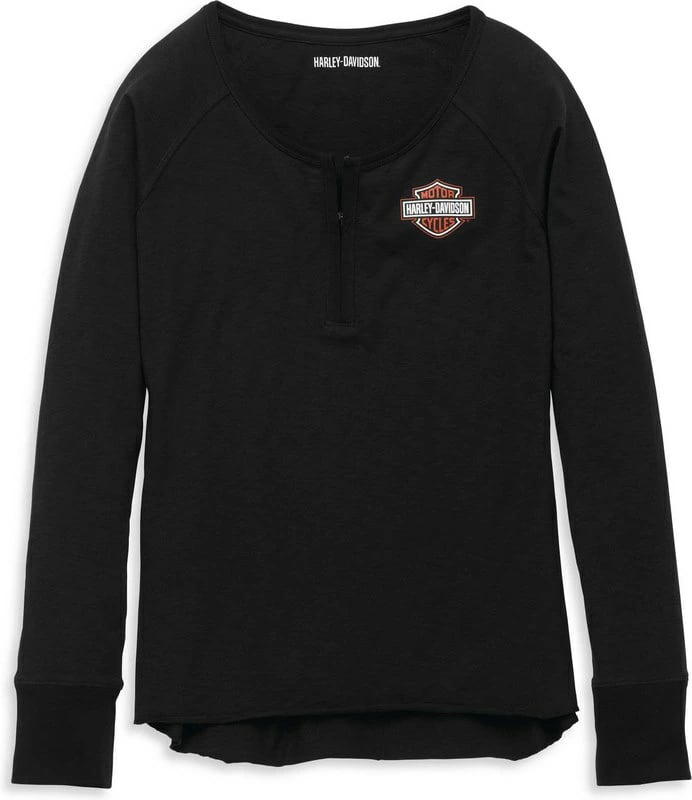 New Harley-Davidson® Authentic Henley-Knit- Black