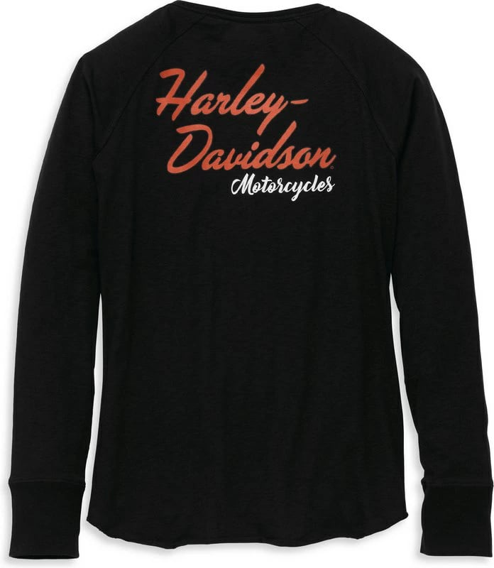 New Harley-Davidson® Authentic Henley-Knit- Black