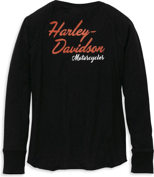 New Harley-Davidson® Authentic Henley-Knit- Black