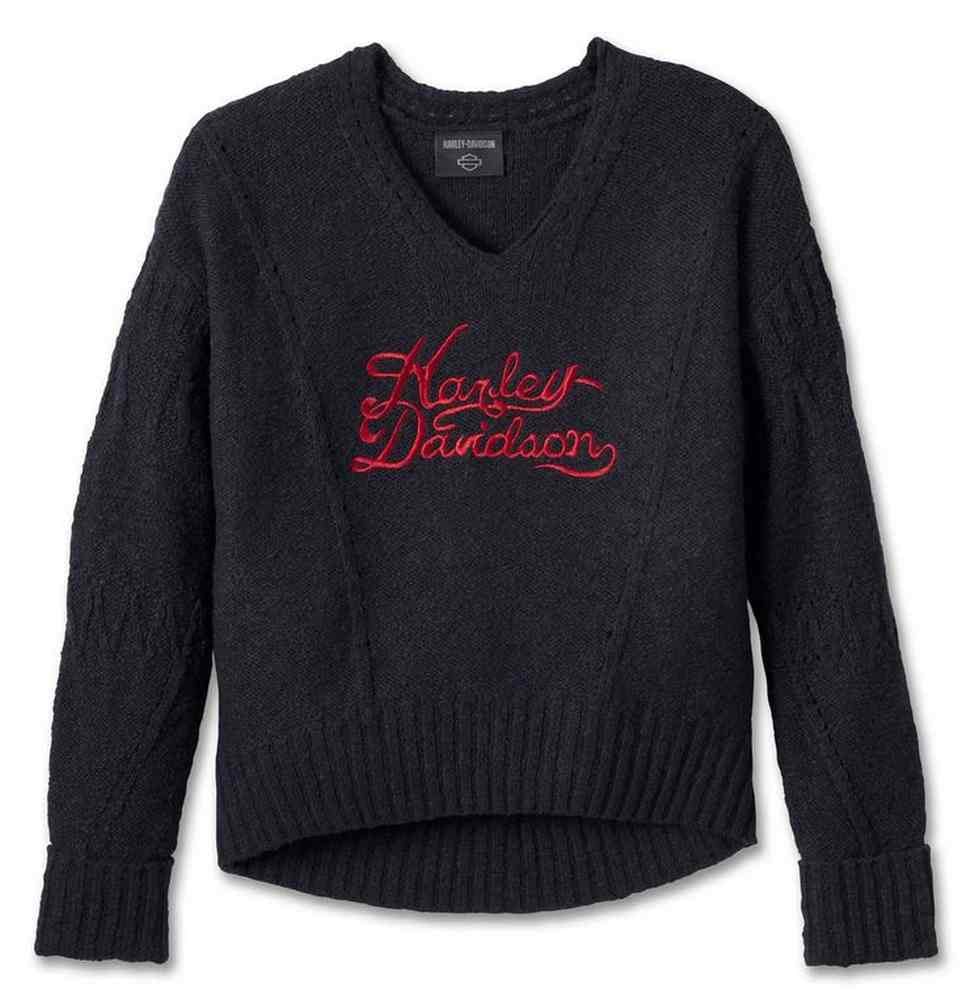 New Harley-Davidson® Authentic Women's Station V-Neck Sweater - Black