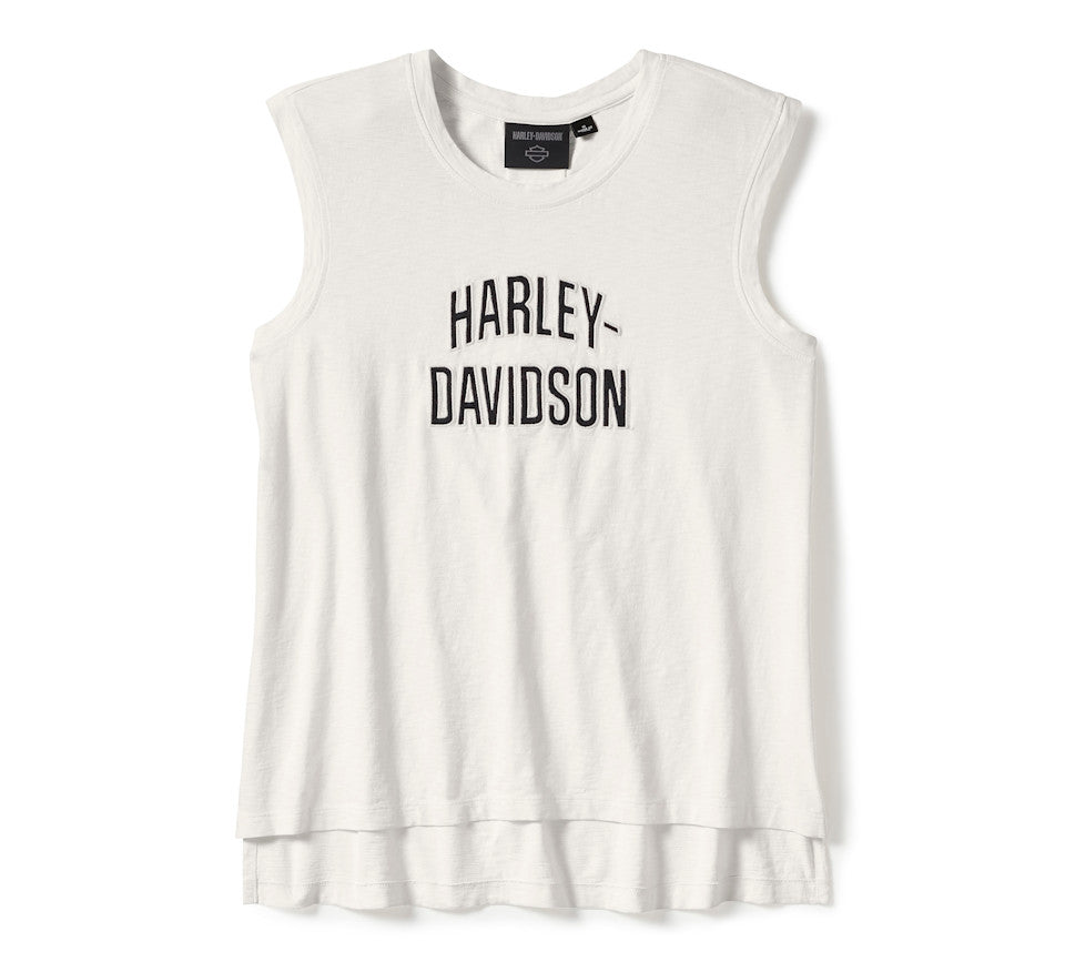 New Harley-Davidson® Authentic Women's Essential Arched Font Cap Sleeve Tank - Cloud Dancer