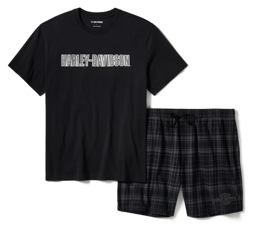 New Harley-Davidson® Authentic Men's Plaid Pajama Shorts Set