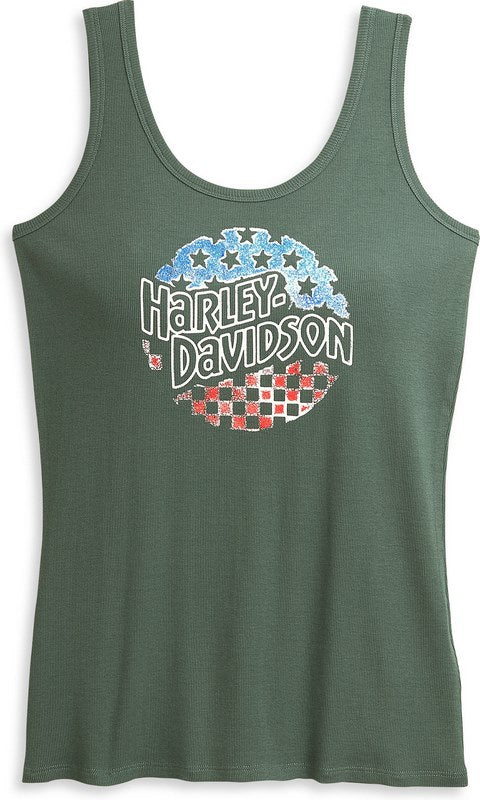 New Harley-Davidson® Authentic Women's Circle Stars Rib Knit Tank