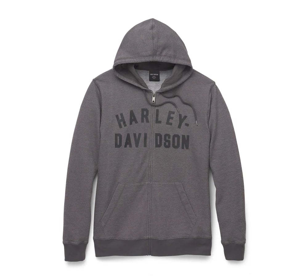New Harley-Davidson® Authentic Men's Crosscountry Staple Zip-Up Hoodie - Blackened Pearl