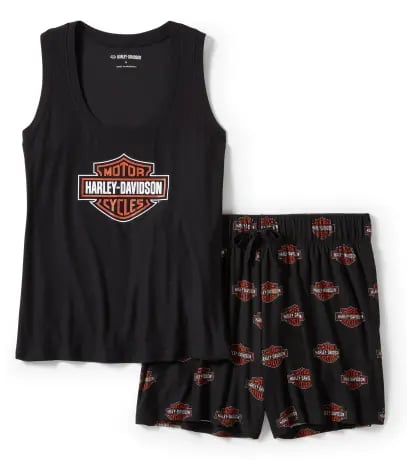 New Harley-Davidson® Authentic Women´s Pajama Short Set Bar & Shield Print