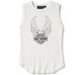 New Harley-Davidson® Authentic Women's Evolution Eagle Ribbed Sleeveless Shirt, White Tank