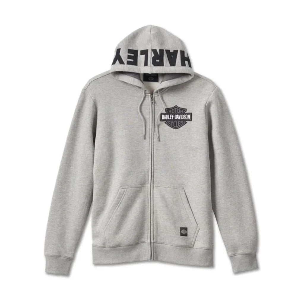 New Harley-Davidson® Authentic Men's B&S Logo Revolution Zip-Up Hoodie - Gray
