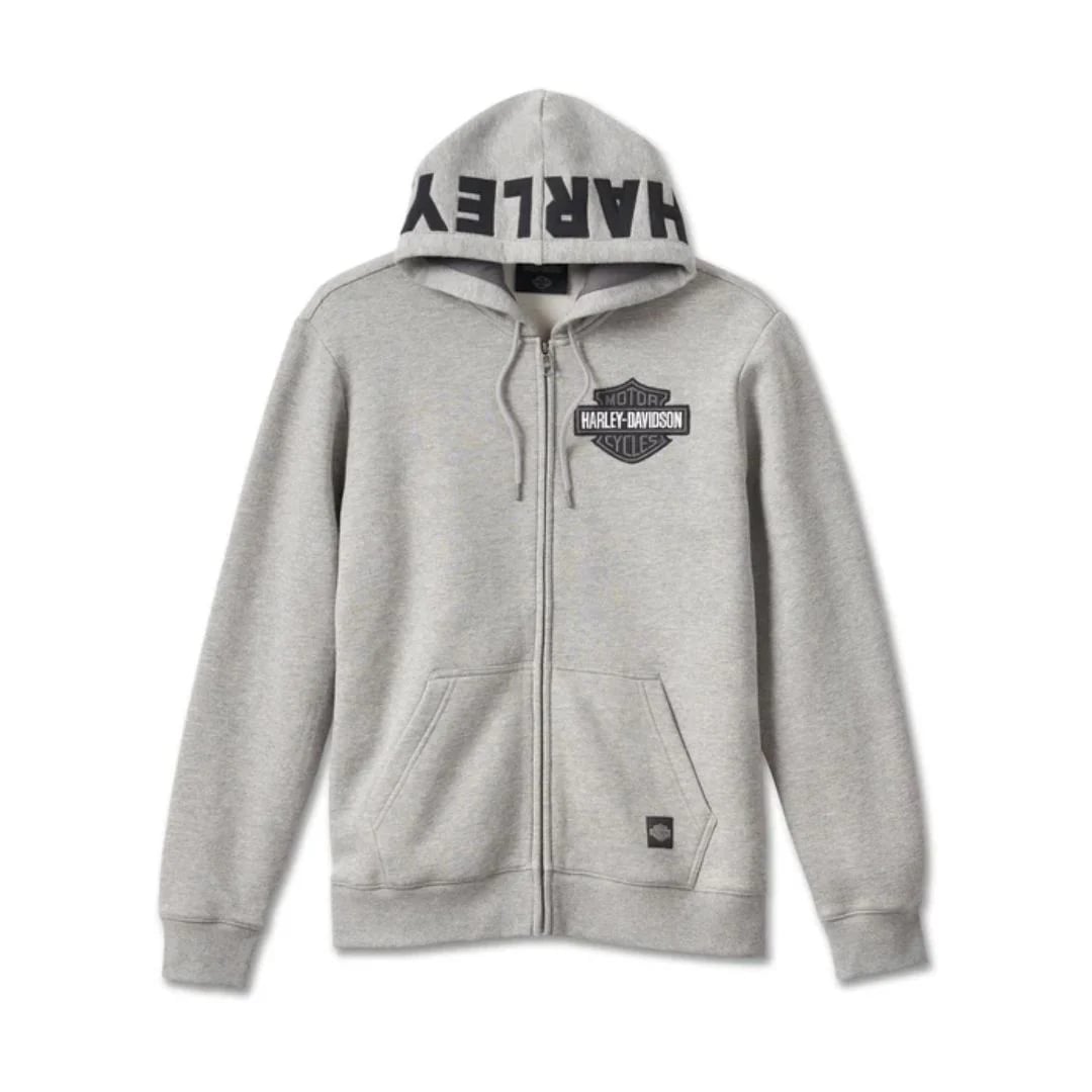 New Harley-Davidson® Authentic Men's B&S Logo Revolution Zip-Up Hoodie - Gray