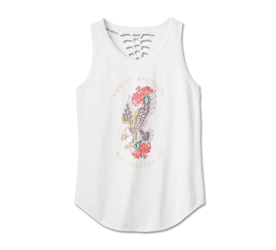 New Harley-Davidson® Authentic American Traditional Rip & Repair Tank Top White