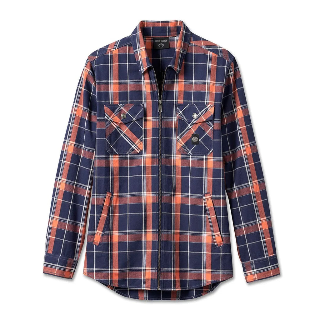 New Harley-Davidson® Authentic Men's Eclipse Zip-Up Plaid Shirt Authentic Bike