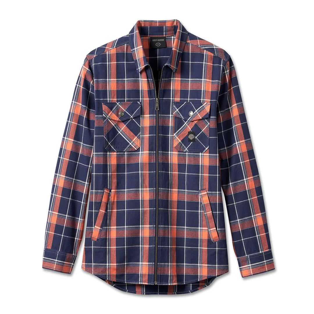 New Harley-Davidson® Authentic Men's Eclipse Zip-Up Plaid Shirt Authentic Bike