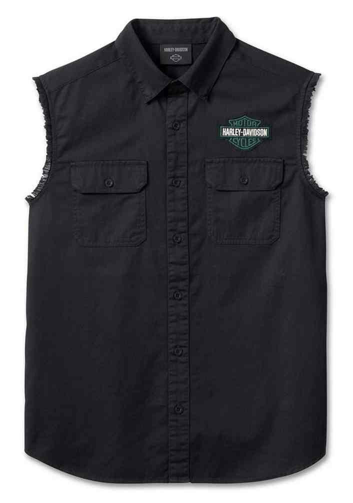 New Harley-Davidson® Authentic Men's XL Blowout Sleeveless Button-Down Shirt Black