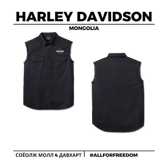 New Harley-Davidson® Authentic Men's XL Blowout Sleeveless Button-Down Shirt Black