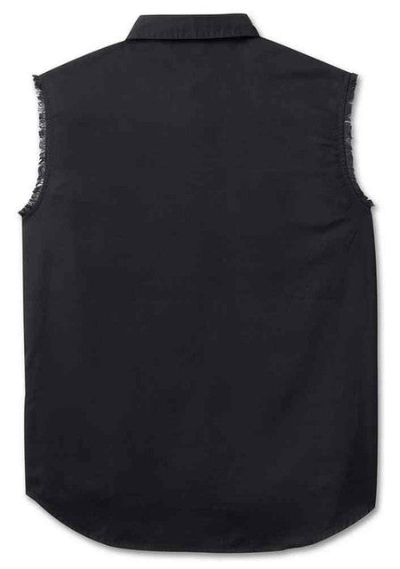 New Harley-Davidson® Authentic Men's XL Blowout Sleeveless Button-Down Shirt Black