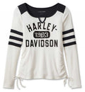 New Harley-Davidson® Authentic Woman Race Her Long Sleeve Knit Top - Blanco