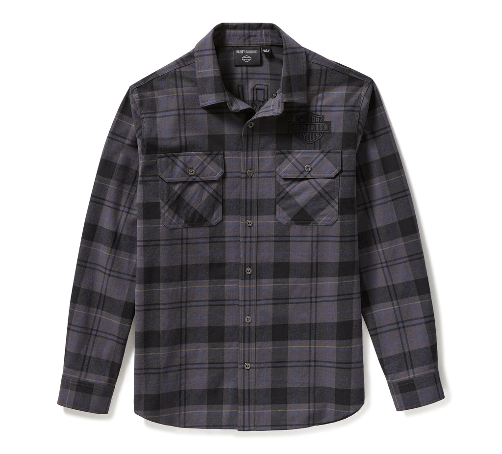 New Harley-Davidson® Authentic Plaid Shirt Racer Font Yarn Dyed