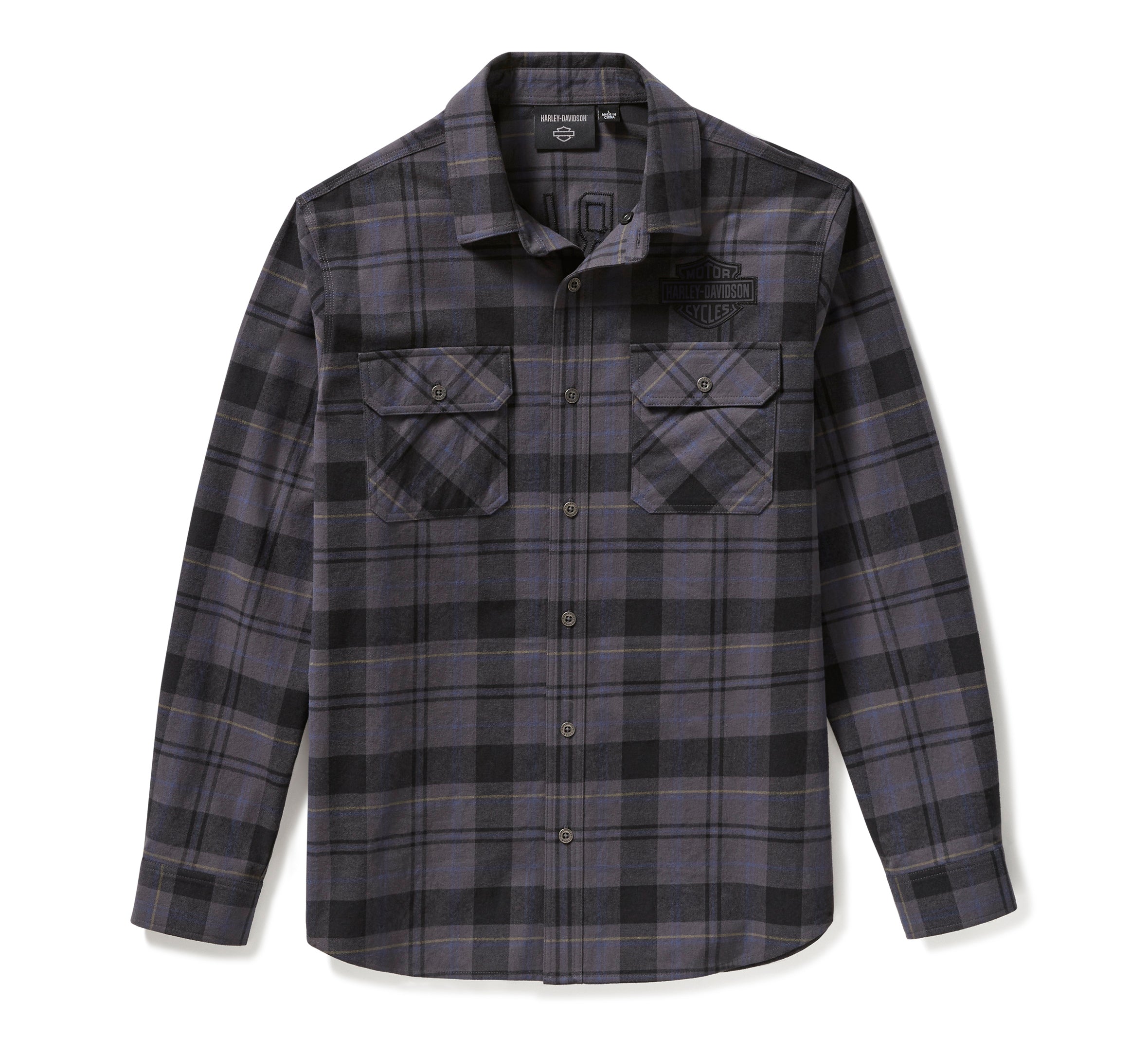 New Harley-Davidson® Authentic Plaid Shirt Racer Font Yarn Dyed