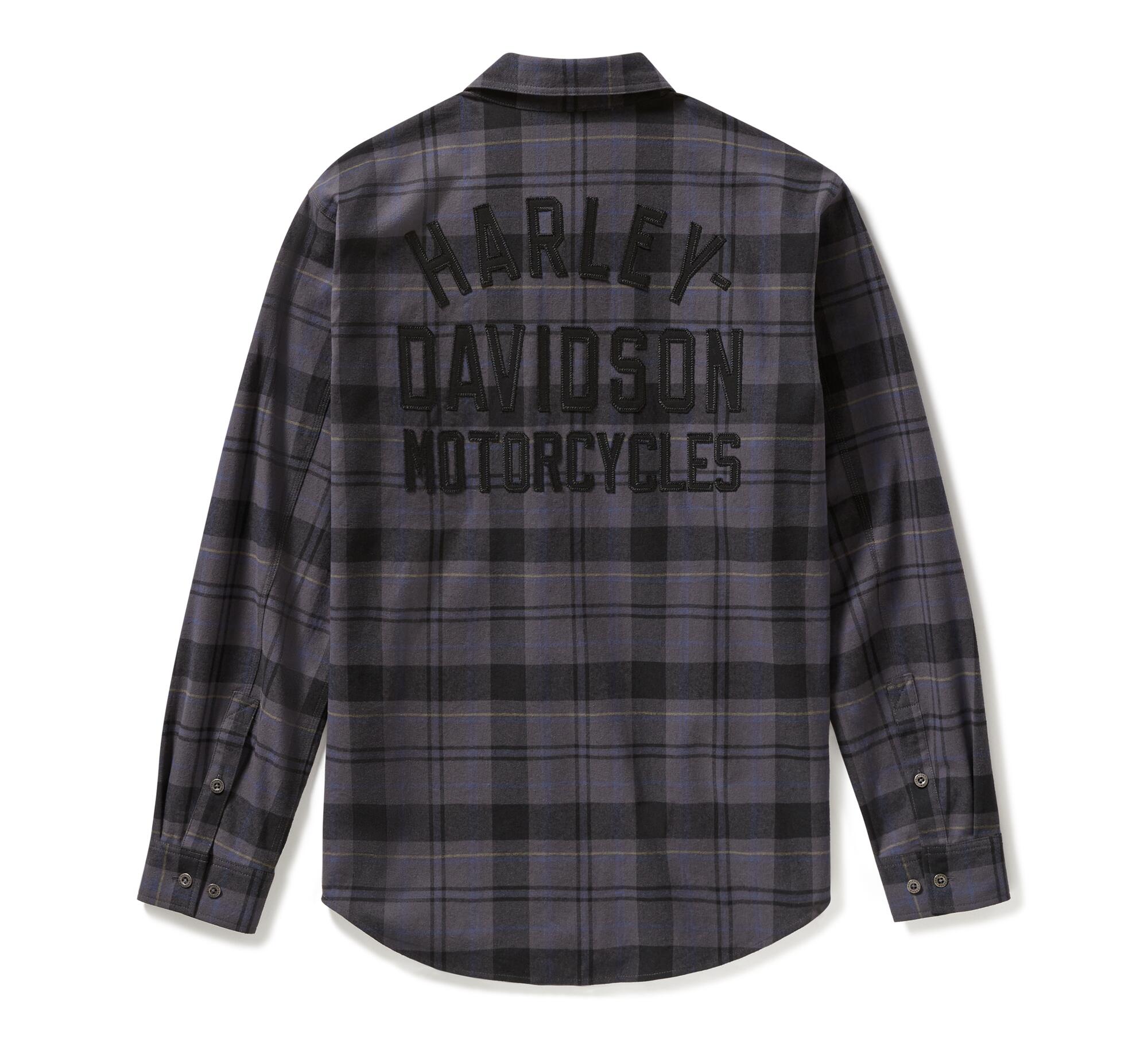 New Harley-Davidson® Authentic Plaid Shirt Racer Font Yarn Dyed