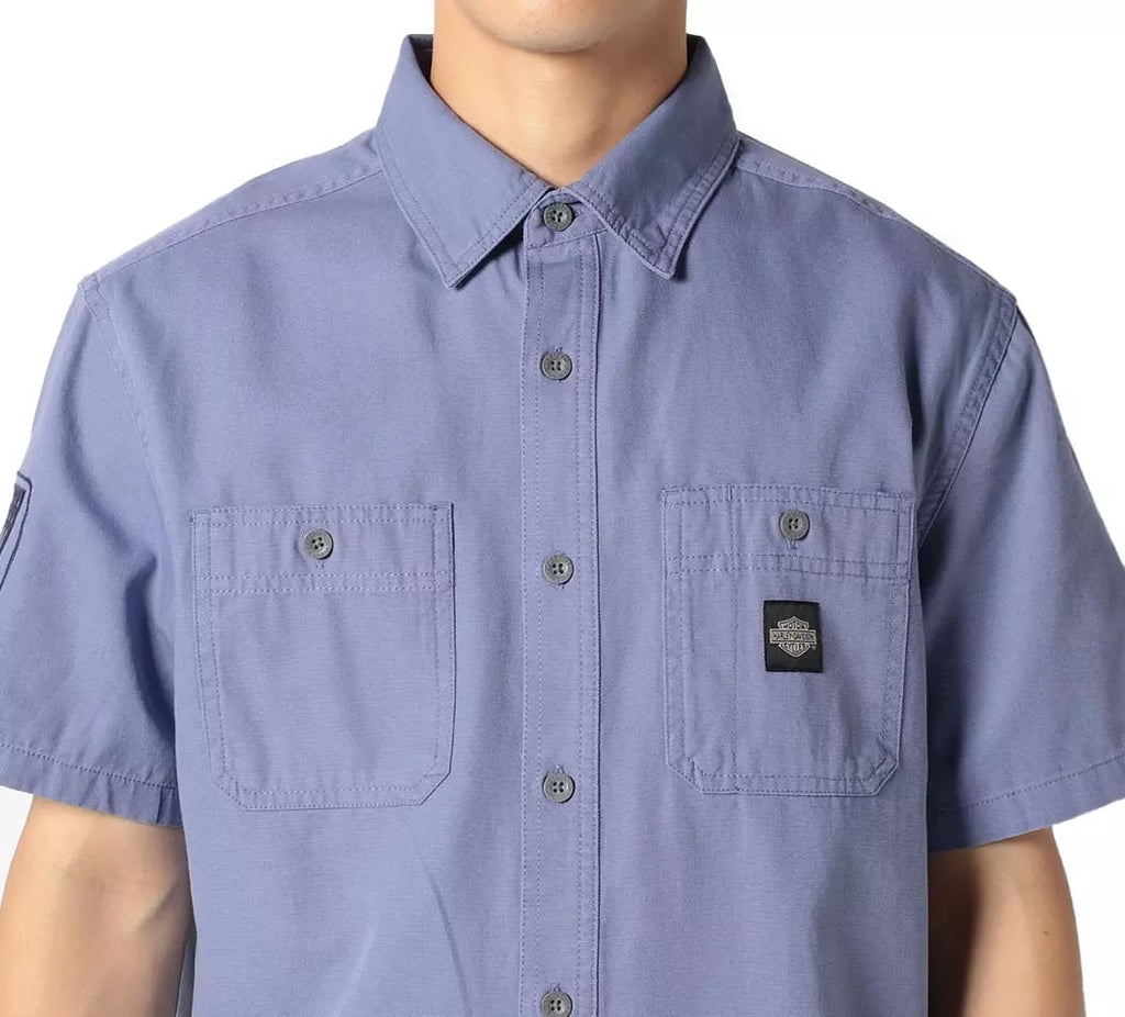 New Harley-Davidson® Authentic Canvas Shirt Forever Harley blue