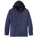 New Harley-Davidson® Authentic Men's Whiplash Hooded Long Sleeve Shirt, Blue