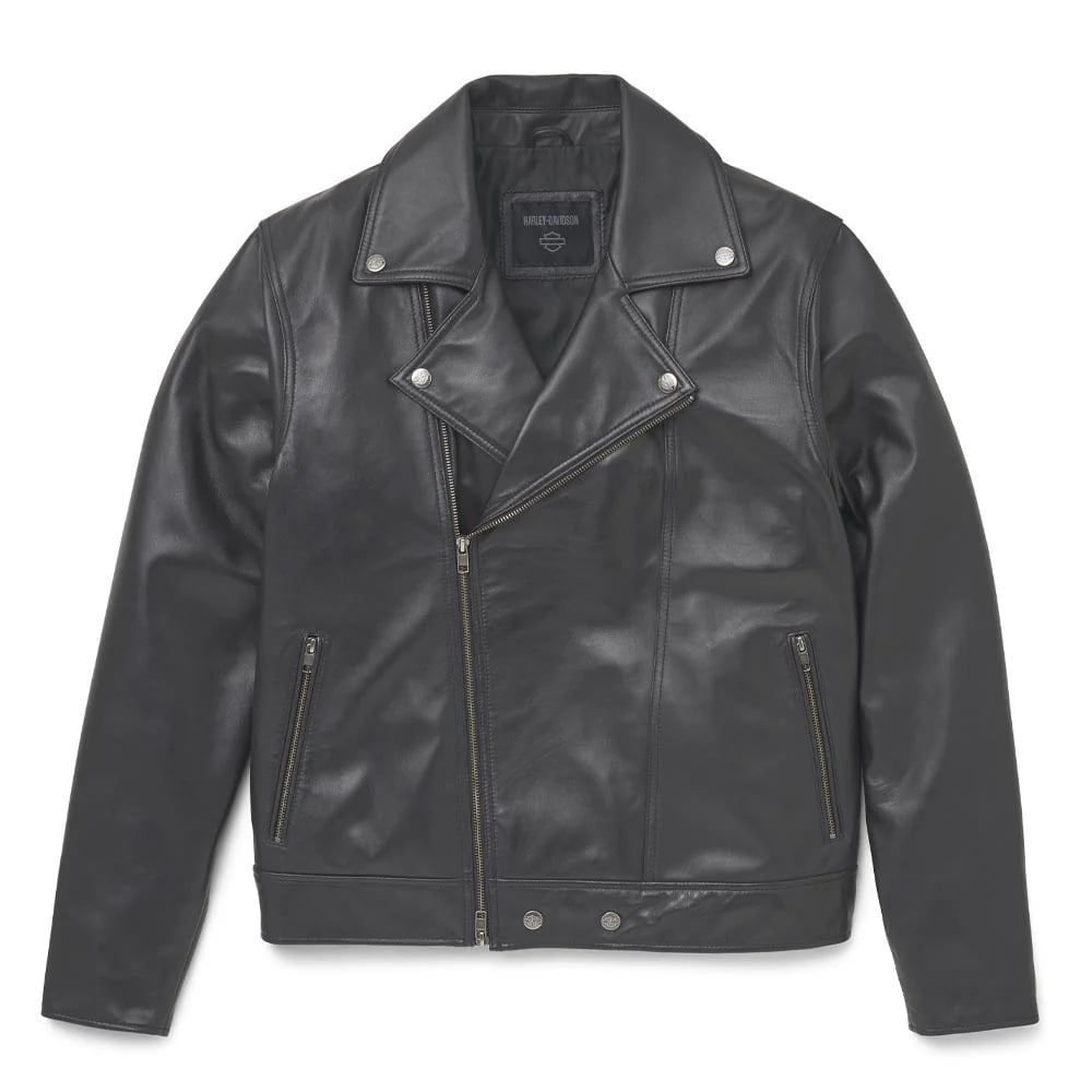New Harley-Davidson® Authentic Men's Lisbon Debossed Casual Leather Jacket