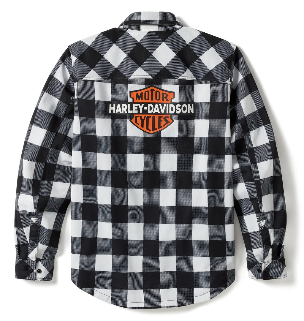 New Harley-Davidson® Authentic Riding Shirt Jacket Operative Mesh Plaid Black/White