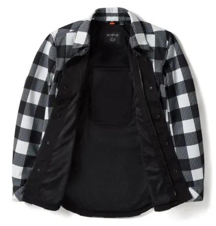 New Harley-Davidson® Authentic Riding Shirt Jacket Operative Mesh Plaid Black/White