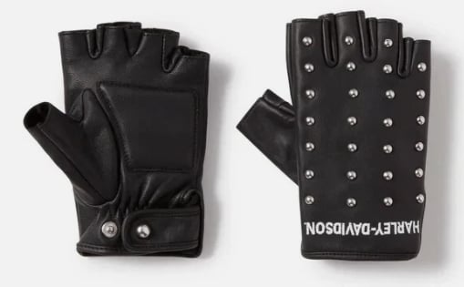 New Harley-Davidson® Authentic Woman's Studded Leather Fingerless Riding Gloves