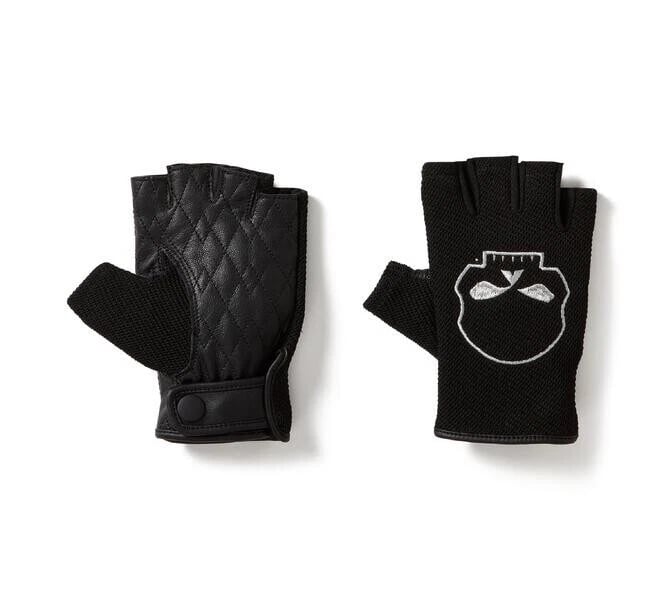 New Harley-Davidson® Authentic Willie G™ Skull Graphic Mesh Fingerless Riding Gloves