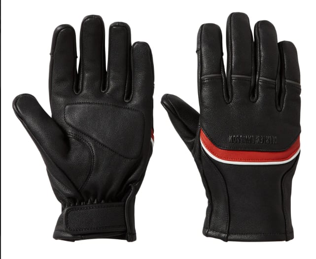 New Harley-Davidson® Authentic Men's Trenton Full-Finger Riding Leather Gloves, Black
