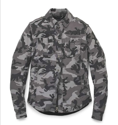 New Harley-Davidson® Authentic Women's Operative Camo Print Riding Shirt Jacket