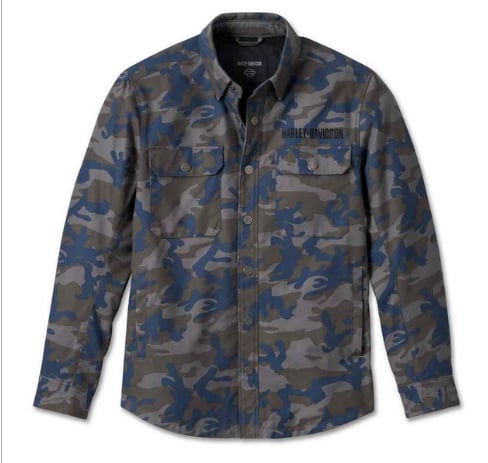 New Harley-Davidson® Authentic Men's Operative Riding Shirt Jacket - Blue Camo