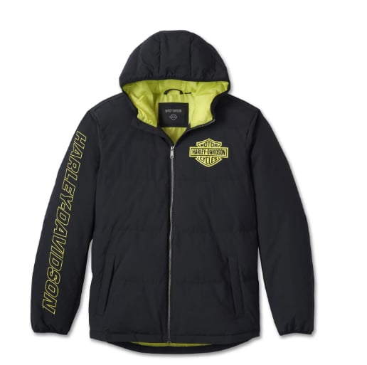 New Harley-Davidson® Authentic Men's Bar & Shield Hooded Puffer - Black Beauty