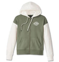New Harley-Davidson® Authentic Women’s Special Racer Front Zip Front Hoodie Color blocked – Oil Green