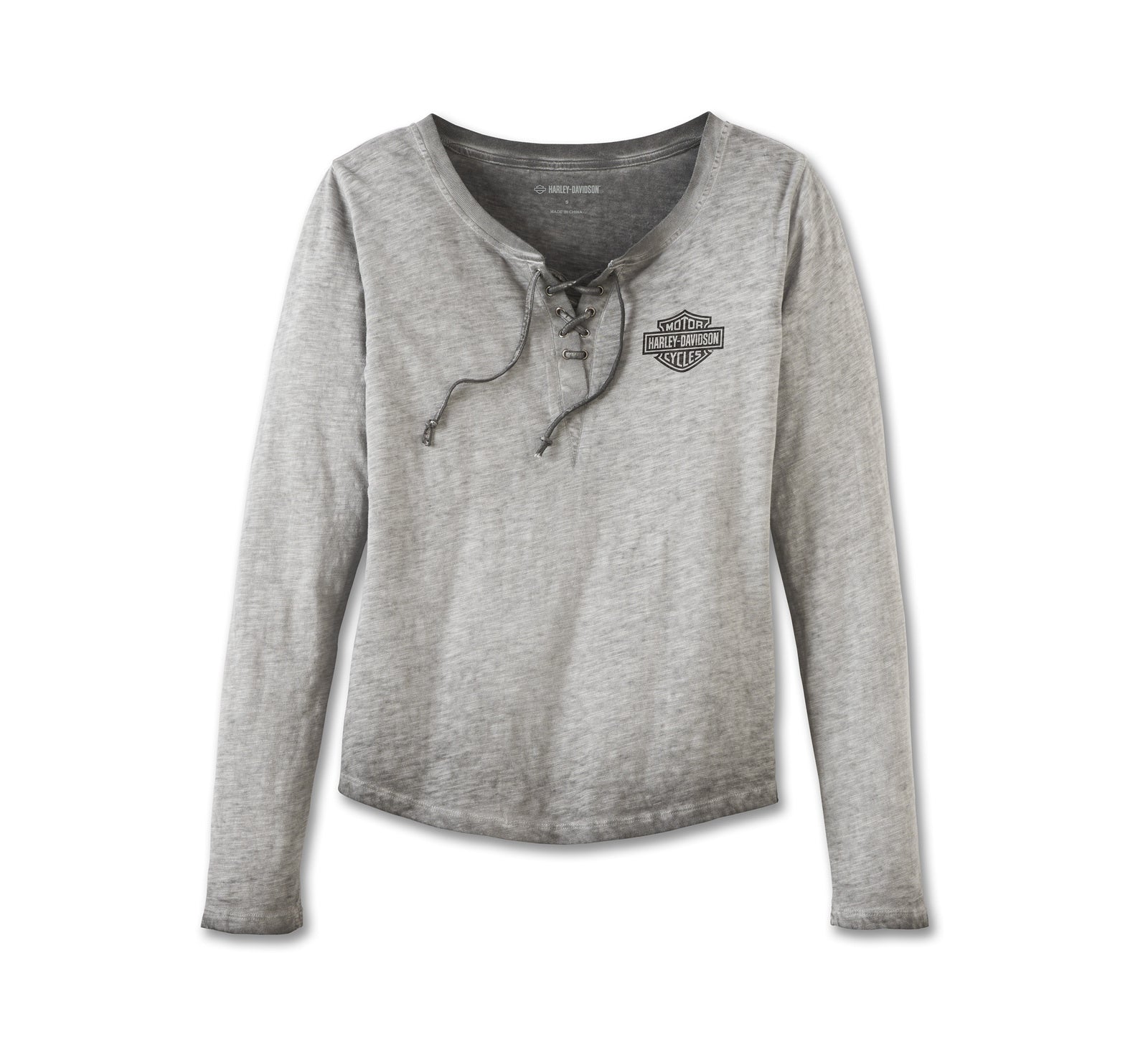 New Harley-Davidson® Authentic Women's Throttle Lace-Up Knit Top - Black Beauty
