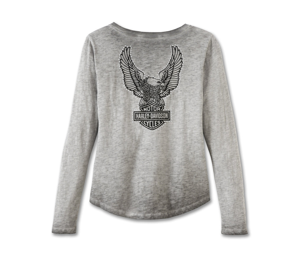 New Harley-Davidson® Authentic Women's Throttle Lace-Up Knit Top - Black Beauty