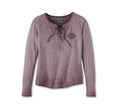 New Harley-Davidson® Authentic Women's Throttle Lace-Up Knit Top - Grape Shake
