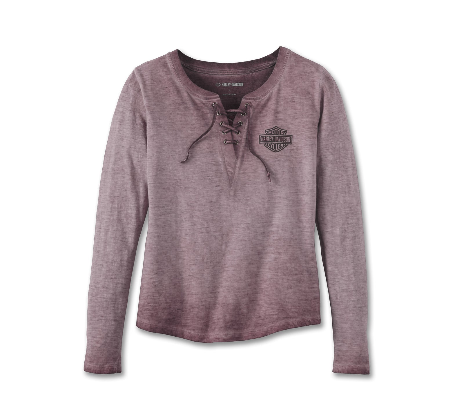 New Harley-Davidson® Authentic Women's Throttle Lace-Up Knit Top - Grape Shake