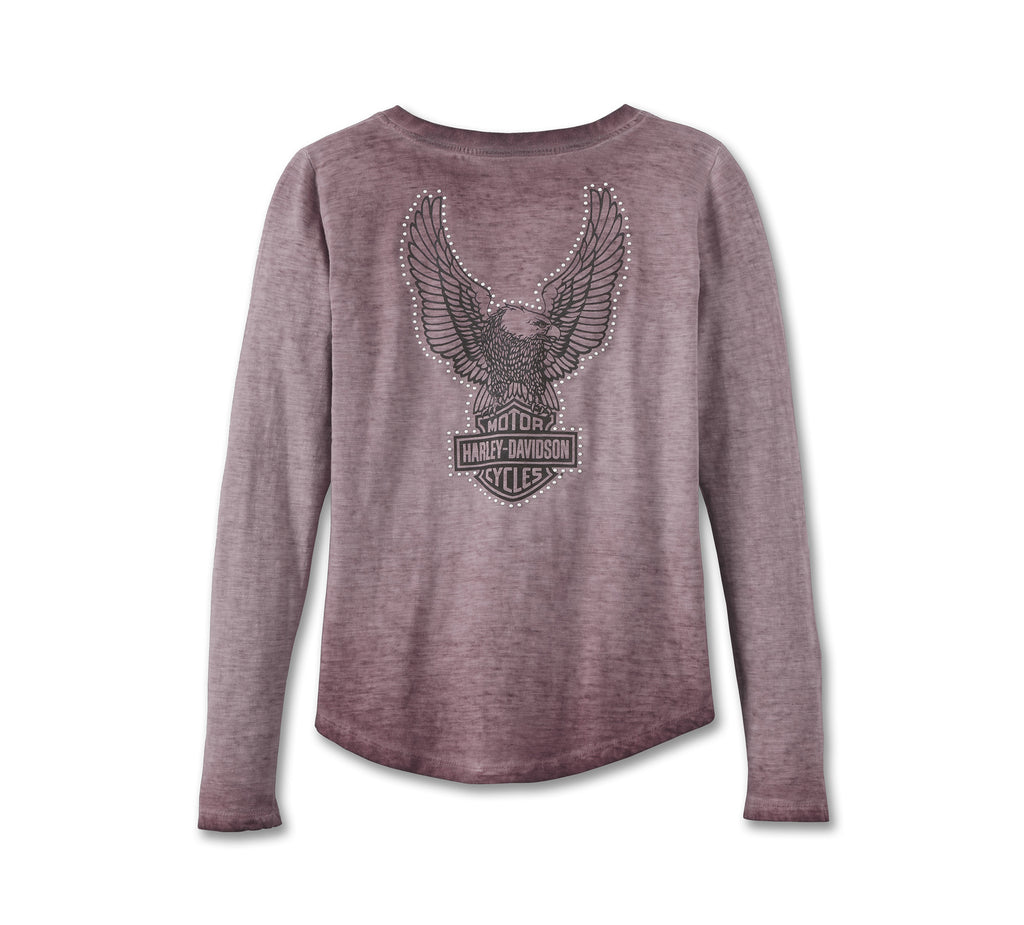 New Harley-Davidson® Authentic Women's Throttle Lace-Up Knit Top - Grape Shake