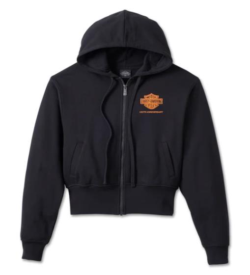 New Harley-Davidson® Authentic Women's 120th Anniversary Zip Front Hoodie - Black Beauty