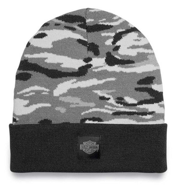 New Harley-Davidson® Authentic Men's Harley Forever Camo Cuffed Beanie Cap - Gray