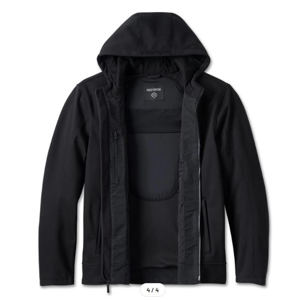 New Harley-Davidson® Authentic Men's Hooded Riding Jacket, Deflector– Windproof, Abrasion-Resistant – Black