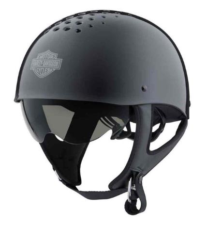 New Harley-Davidson® Authentic Unisex Trenton B&amp;S B13 Sun Shield Half Helmet, Black
