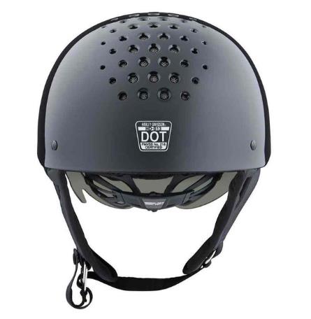 New Harley-Davidson® Authentic Unisex Trenton B&amp;S B13 Sun Shield Half Helmet, Black