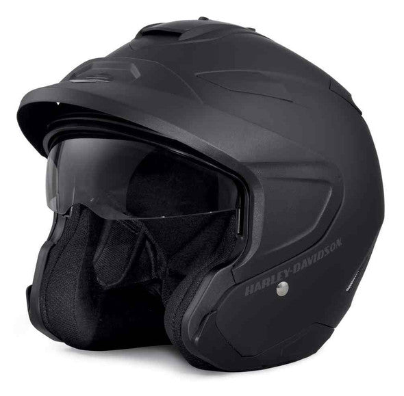 New Harley-Davidson® Authentic Men's Interchangeable Sun Shield 3/4 Helmet, Black